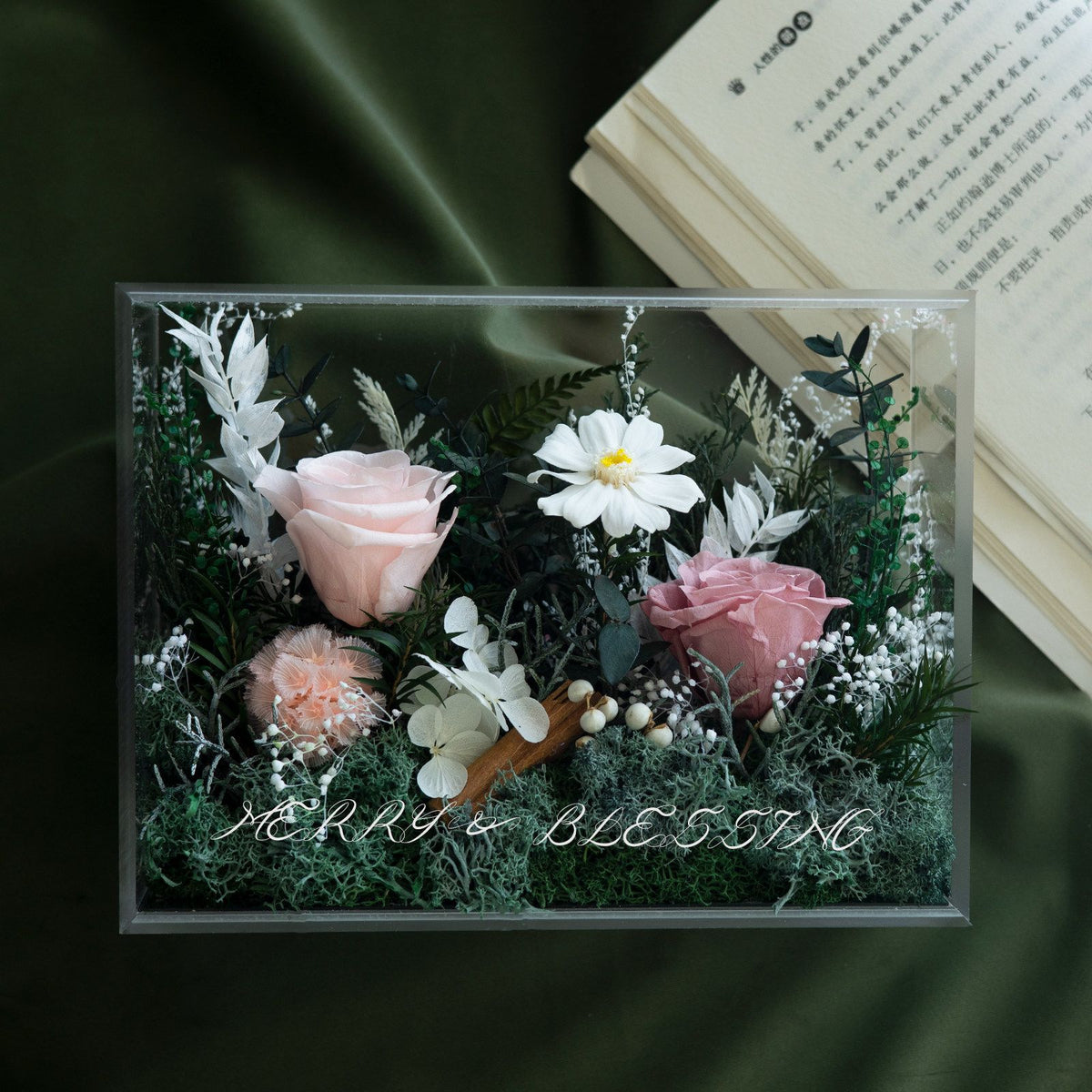 Konservierte Blumenanzeige Box