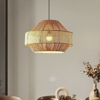 Geflochtene Rattan Trommel Pendelleuchte