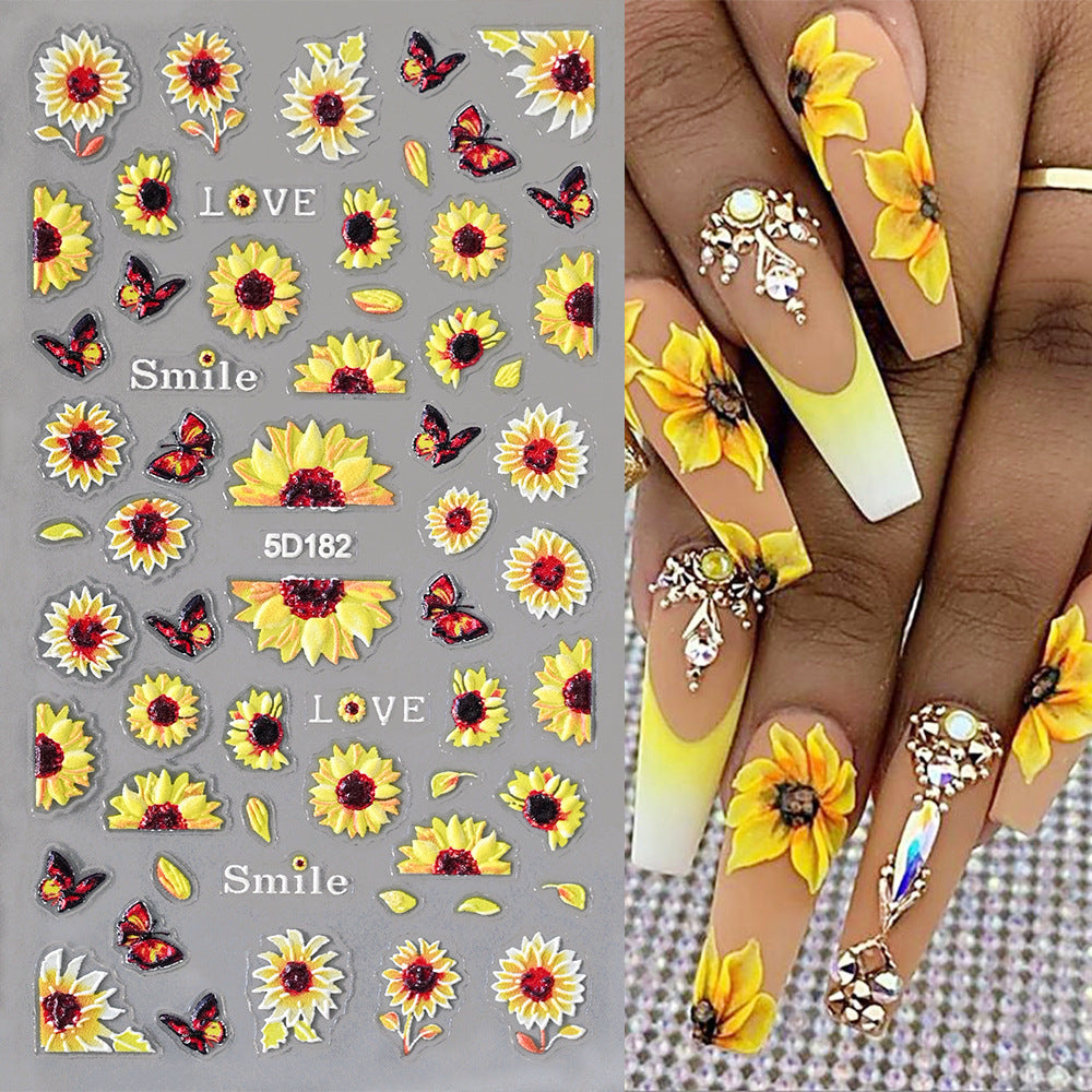 Sonnenblumen-Nagelkunst-Aufkleber-Set