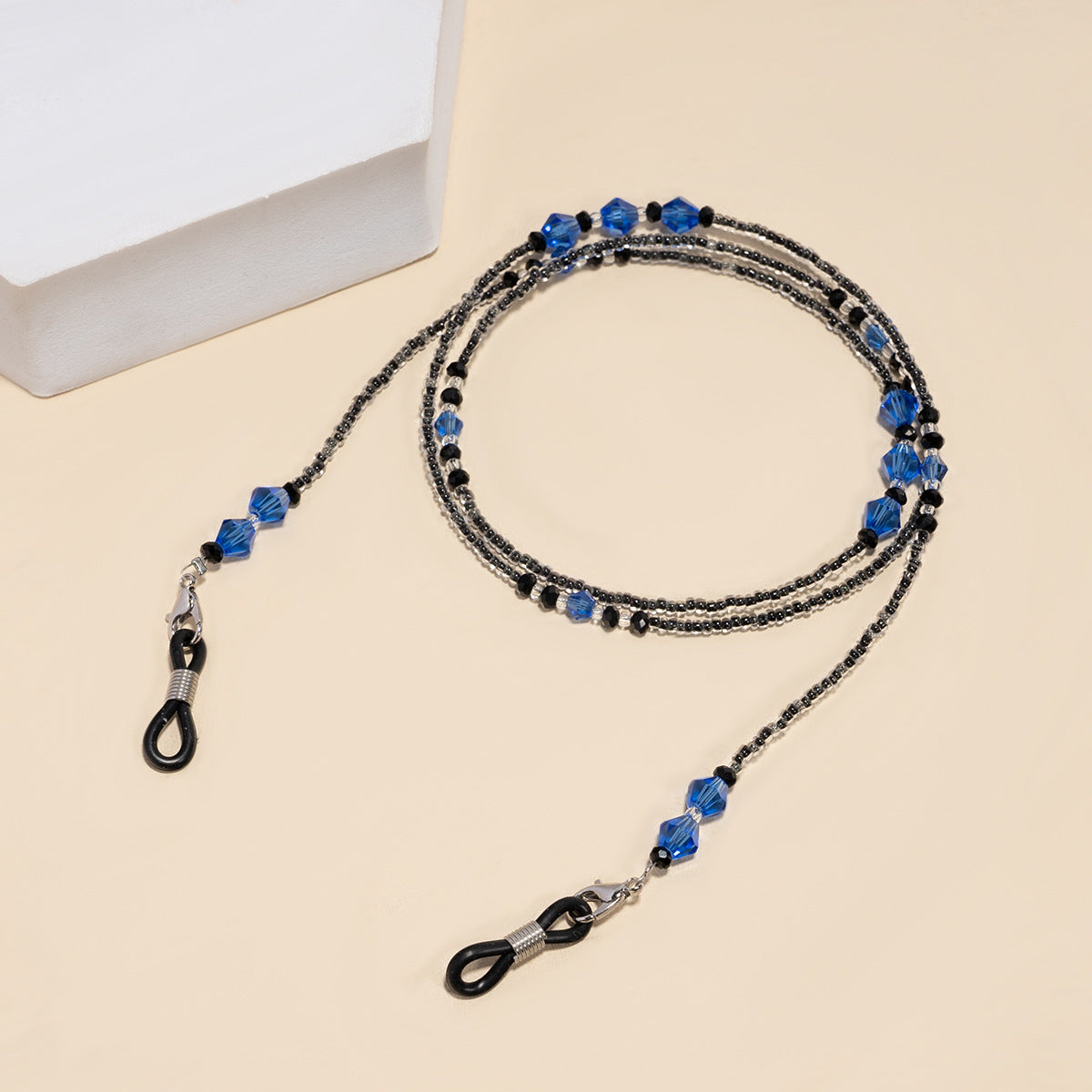 Elegante lila Perlen Brille Kette Brehn