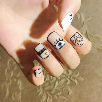 Künstlerische Press-On Nagelset mit Augenmuster