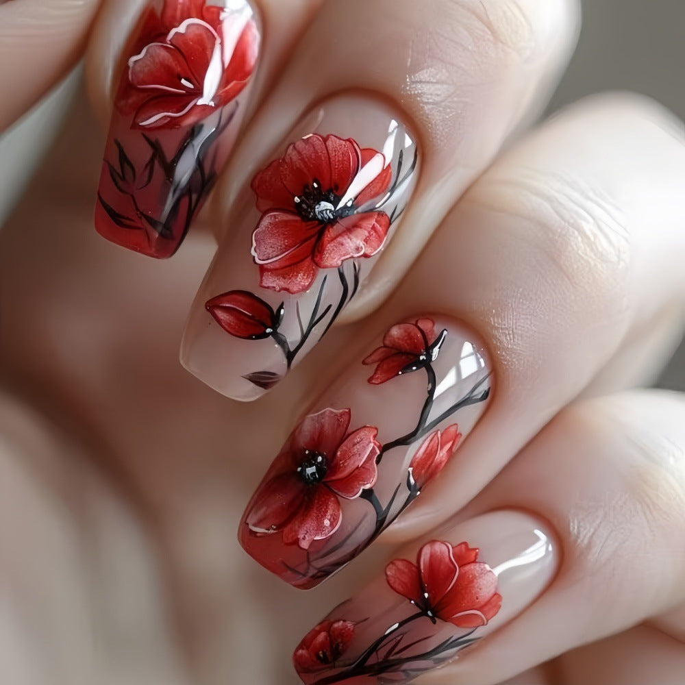 Kunstnägel Set mit floralem Design Brehn