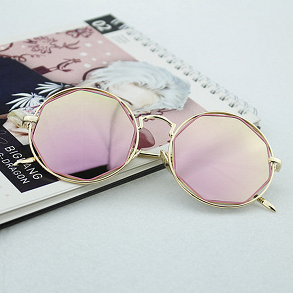Damen Modische Achtkant-Sonnenbrille mit verspiegelten Gläsern Brehn