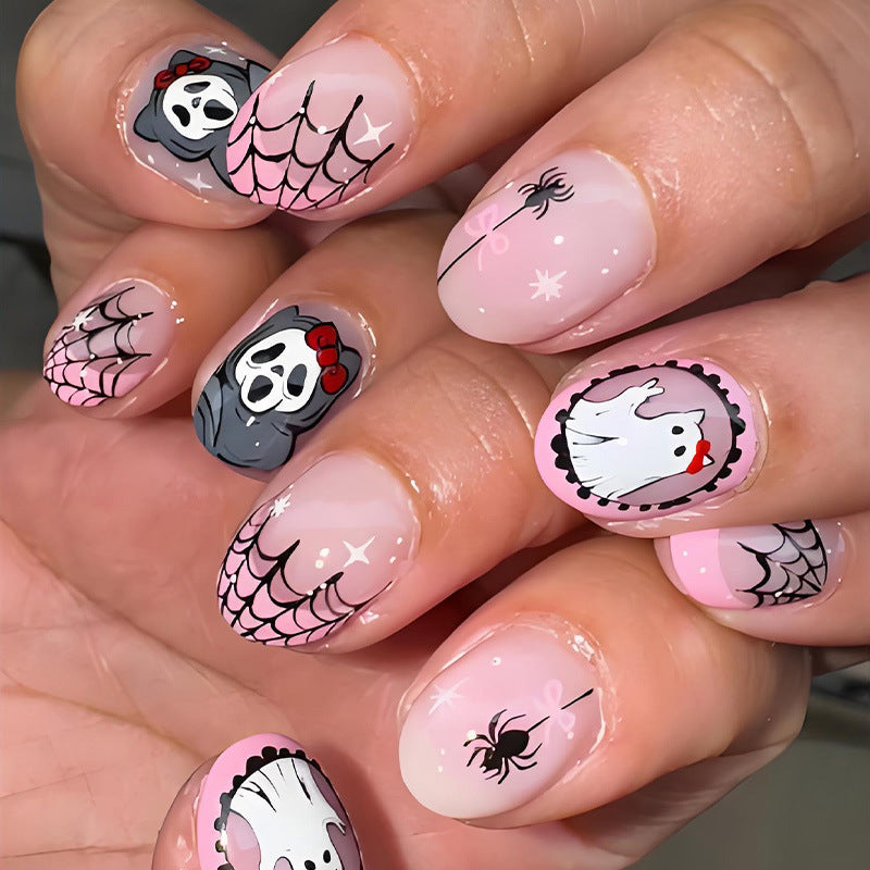 Halloween Kunstnagelset mit gruseligen Motiven und gleitendem Design Brehn