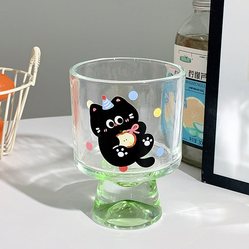 Verspieltes Trinkglas mit Katzenmotiv Brehn