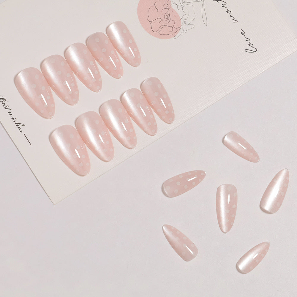 Elegante mandelförmige Press-On Nagelset mit Punkten Design Brehn
