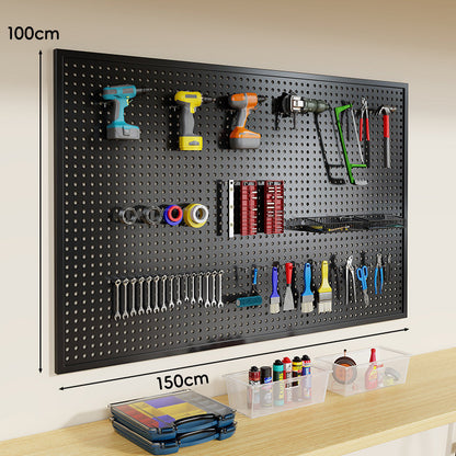 Wandmontierter Lochblech-Werkzeug-Pegboard-Organizer mit modularen Haken und Drahtkörben