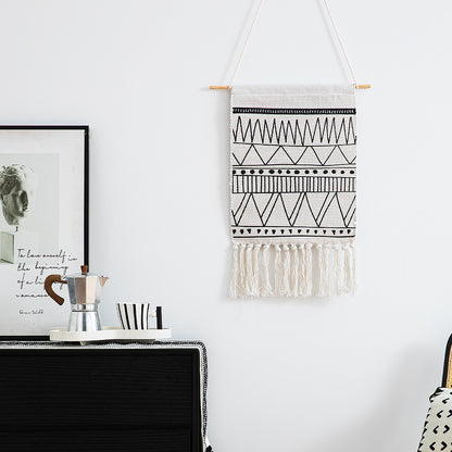 Gewebter Boho-Wandbehang mit Fransen und grafischem Ethno-Muster Brehn