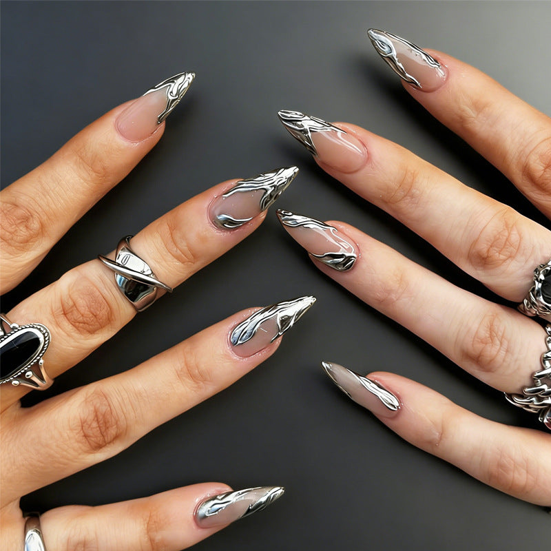 Metallic Design Stiletto Press-On Nägel Brehn