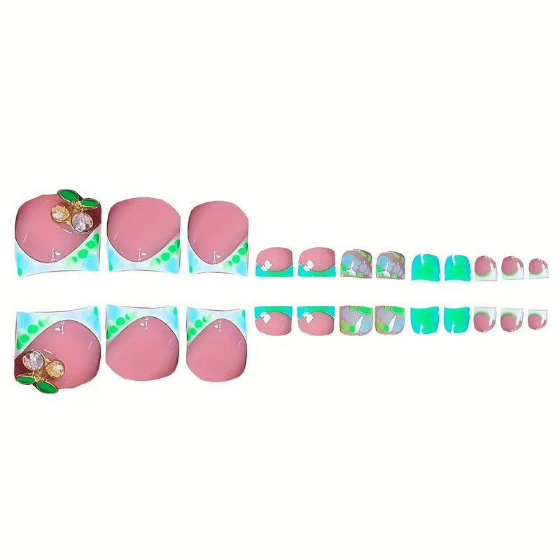 Künstlerisches, floral inspiriertes Press-On-Nagel-Set Brehn