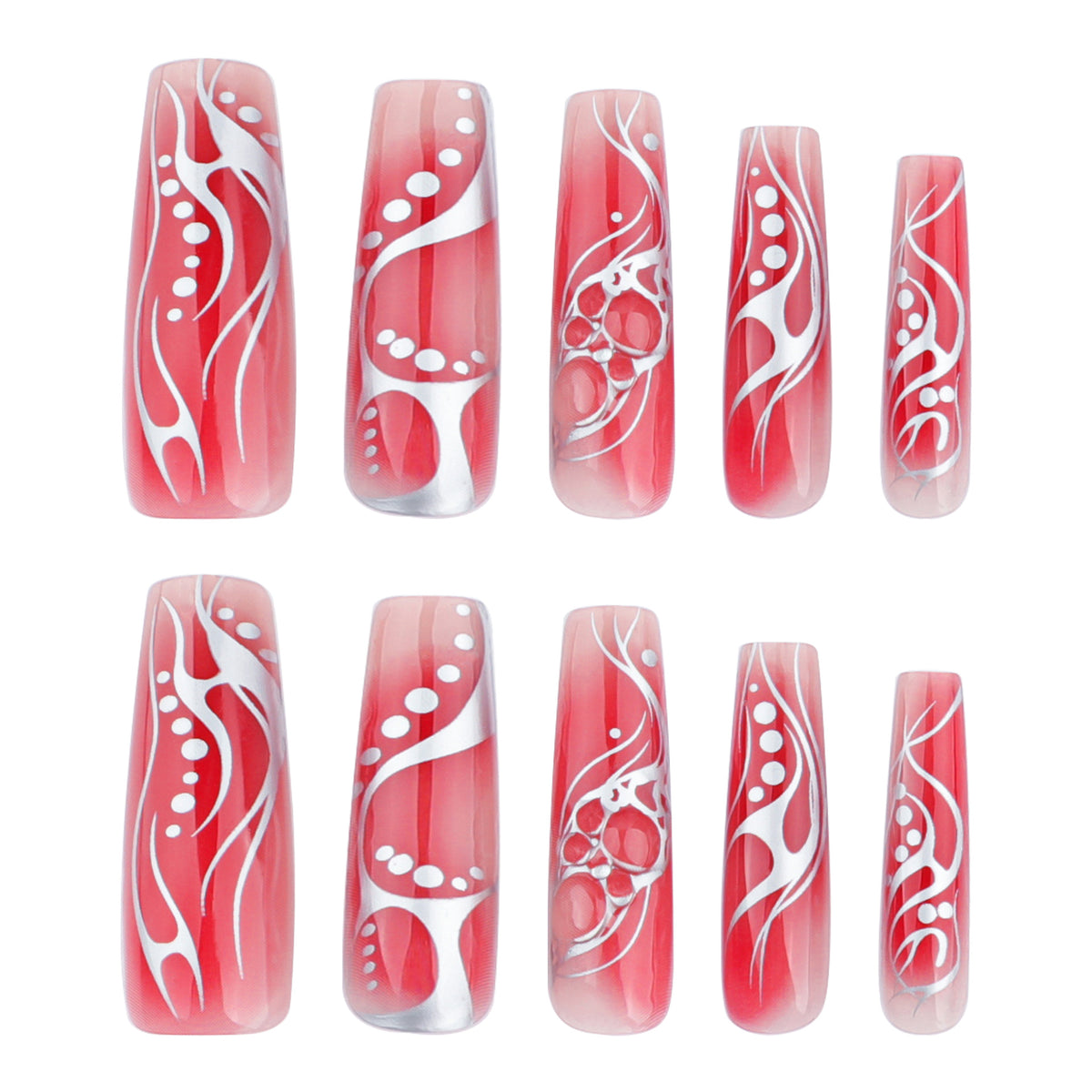 Kunstvolle Nagelverlängerungen mit floralem und glänzendem Design Brehn