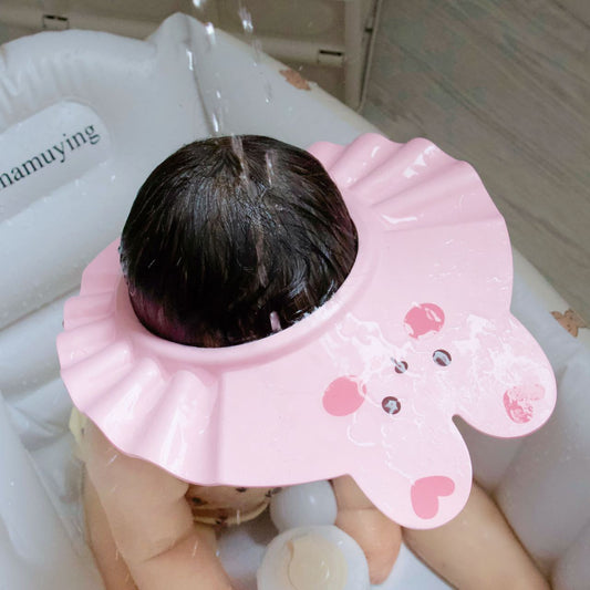 Baby-Bad Duschvisier mit verstellbarem Druckknopf und süßem Tier-Rüschendesign
