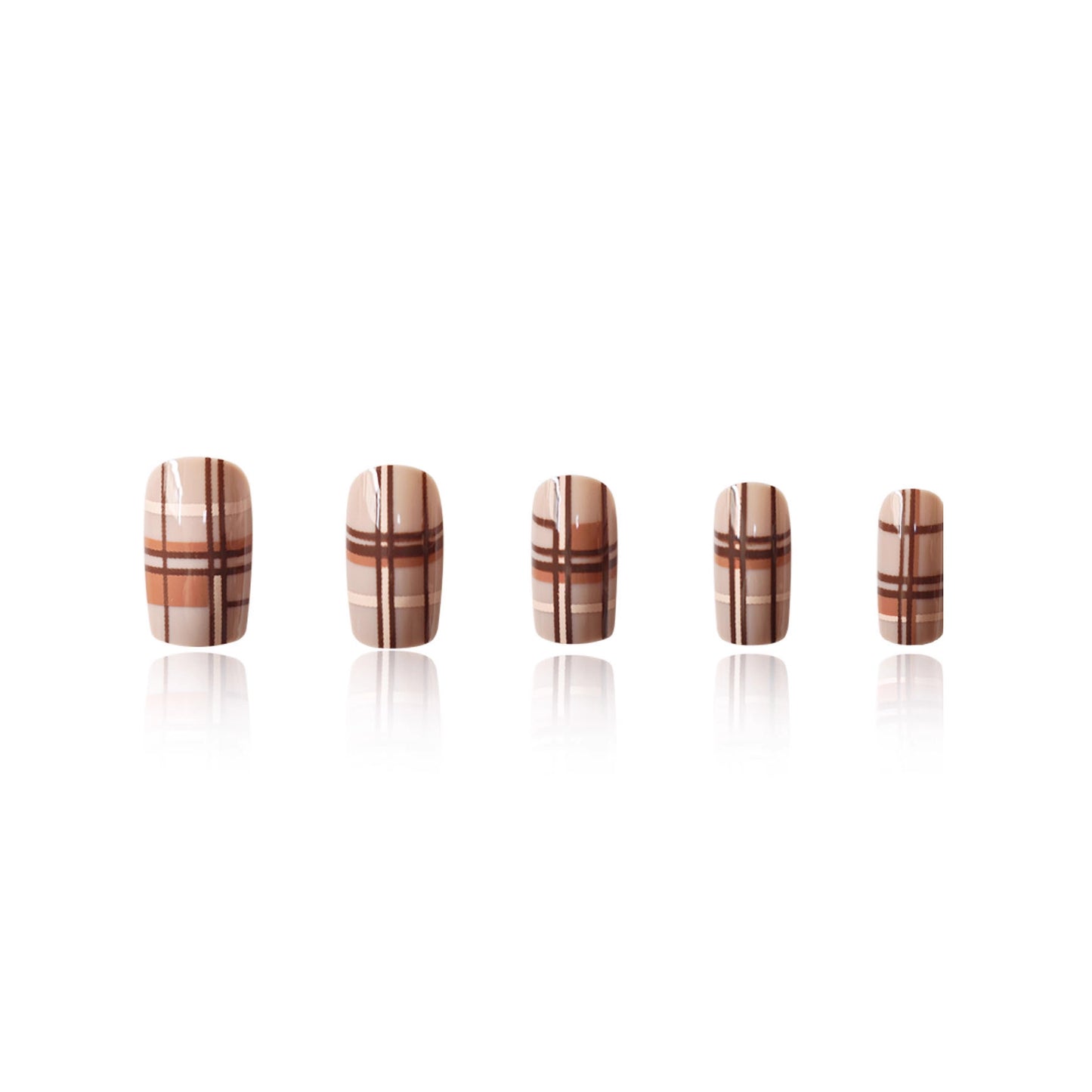 Stylisches Karomuster Press-On Nail Set Brehn