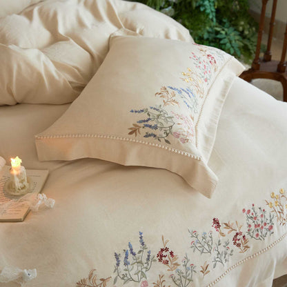 Besticktes Floral Baumwolle Bettbezug Set