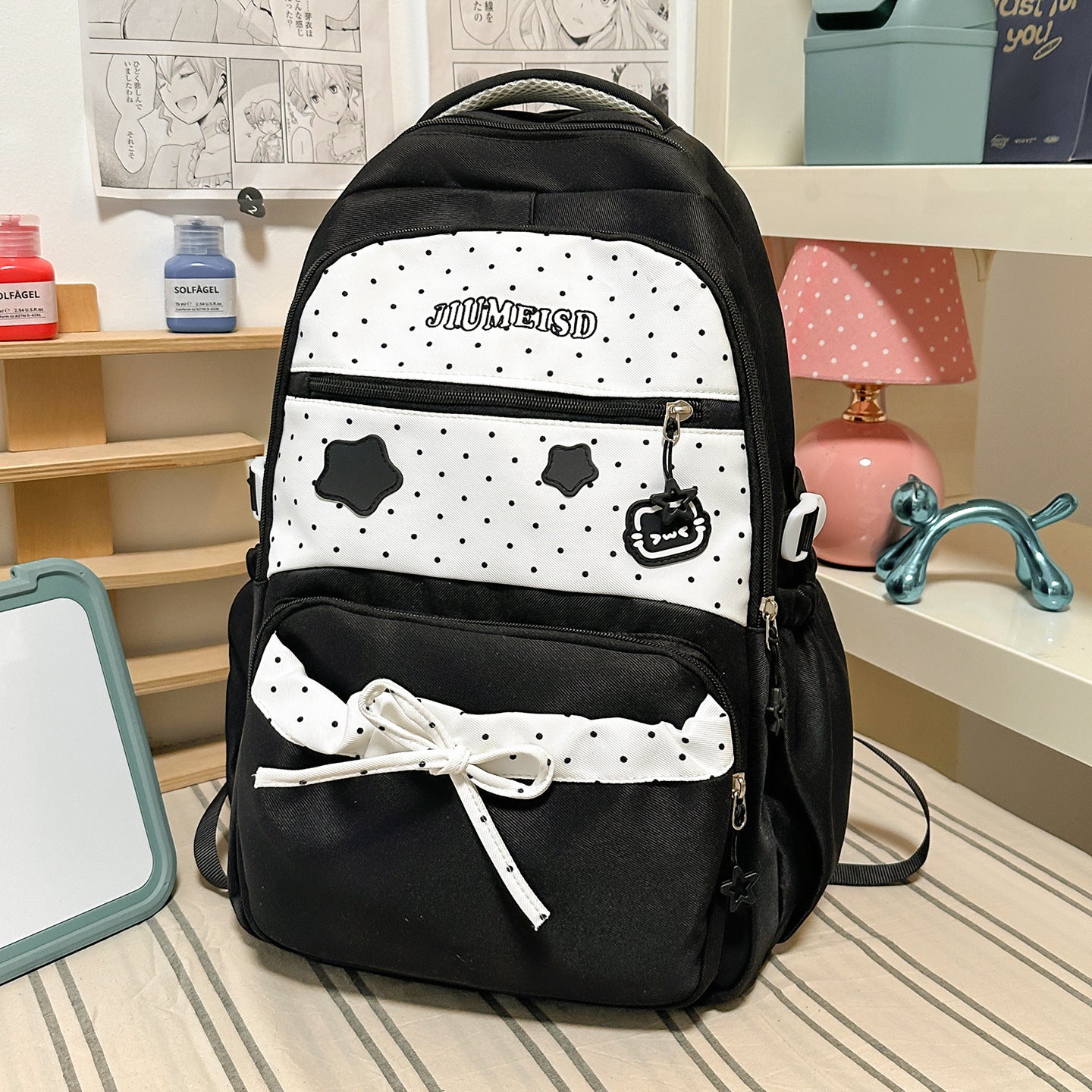 Stylischer gepunkteter lässiger Schul-Rucksack