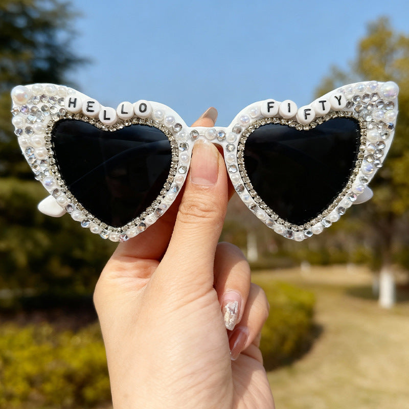 Herzförmige mit Perlen verzierte Sonnenbrille Brehn