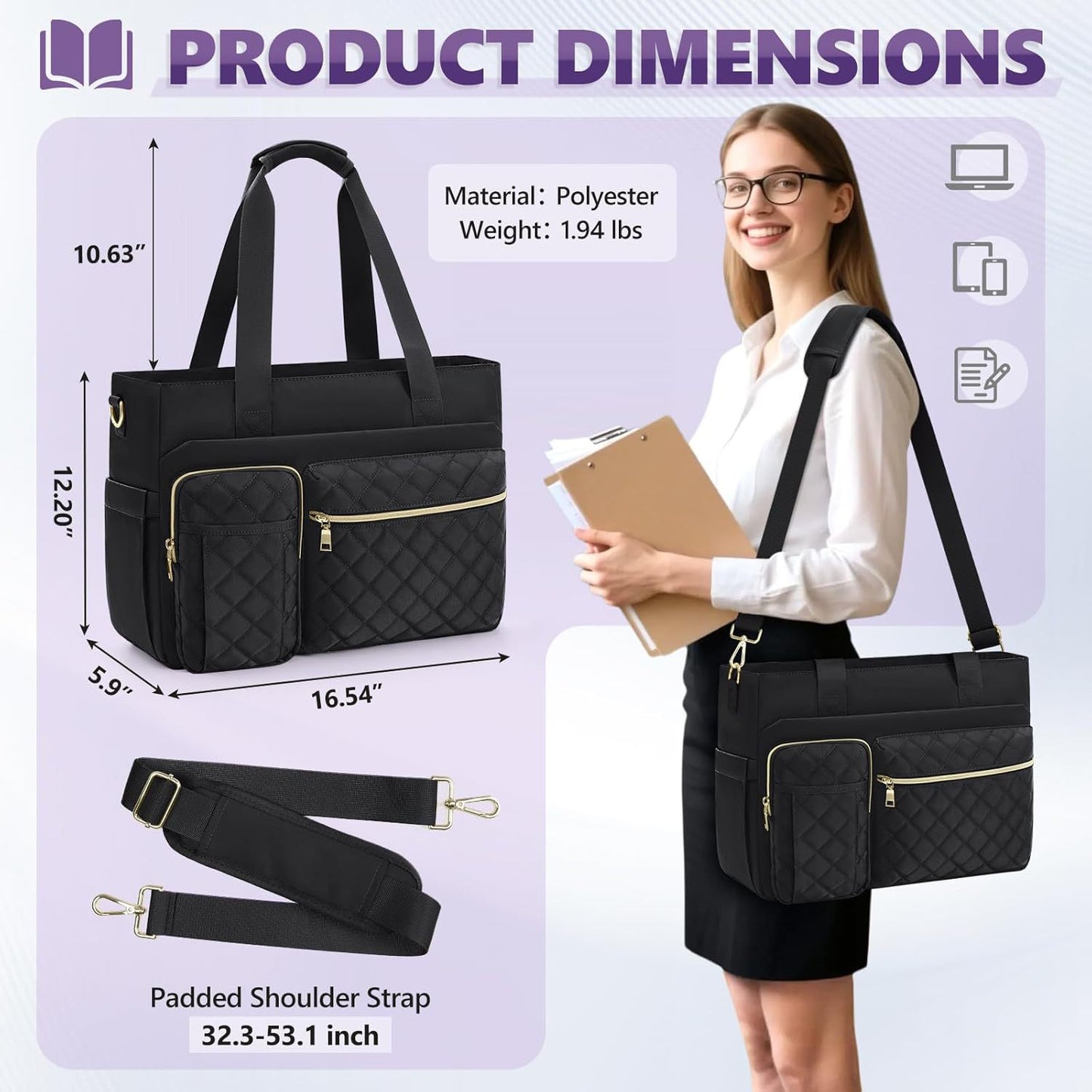 Gepolsterte Multifunktionale Handtasche mit Organizer Brehn