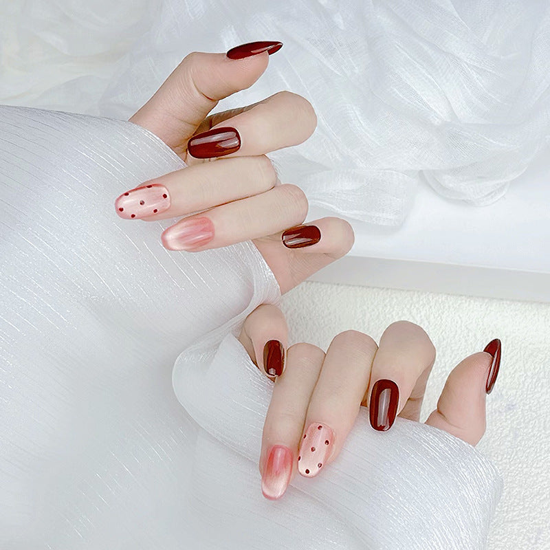 Klassisches French Tip Druck-Nagelset Brehn