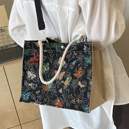Floral Bestickte Canvas Tragetasche  1790616768