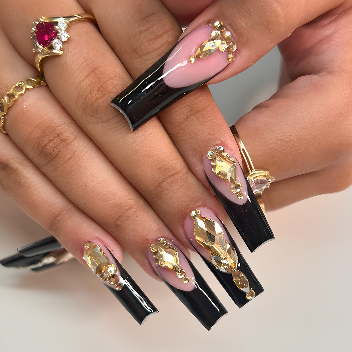 Luxus mit Rhinestones verzierten Stiletto Press-On Nägel Brehn