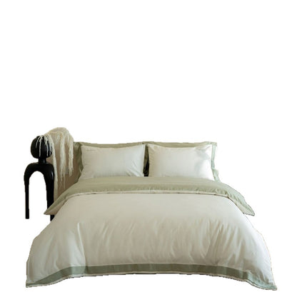 Luxus Baumwollsatin Bettbezugset mit Kontrastsaum