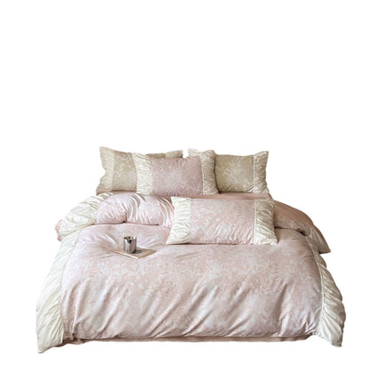 Luxuriöses Satin-Bettwäsche-Set mit Rüschen und Blumen-Jacquard Brehn