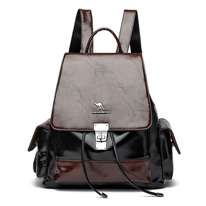 Stilvolle Multi-Taschen Leder Rucksack