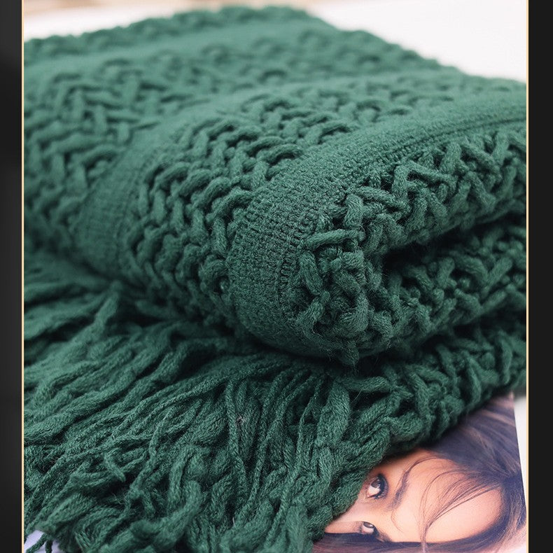 Handgefertigte strukturierte Strickdecke Brehn