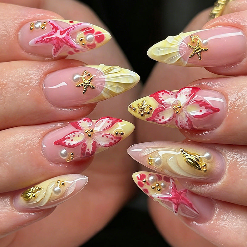 Kunstnagelset mit tropischen Motiven Brehn