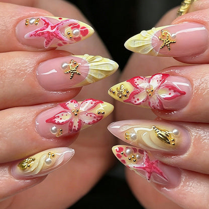 Kunstnagelset mit tropischen Motiven Brehn