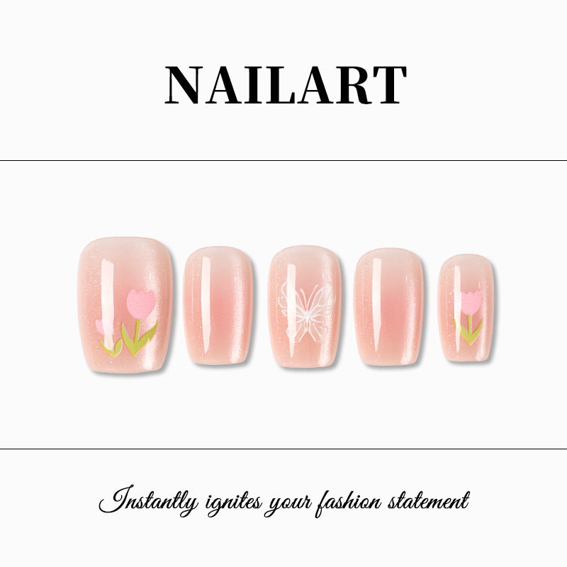 Künstlerisches Press-On-Nagelset mit floralen Akzenten Brehn 1787395327
