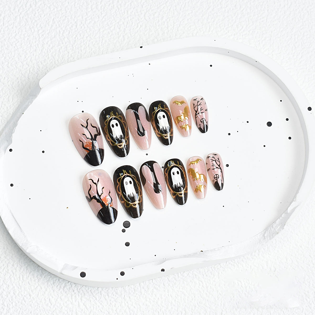 Halloween-inspirierte dekorative Press-on-Nagelset Brehn
