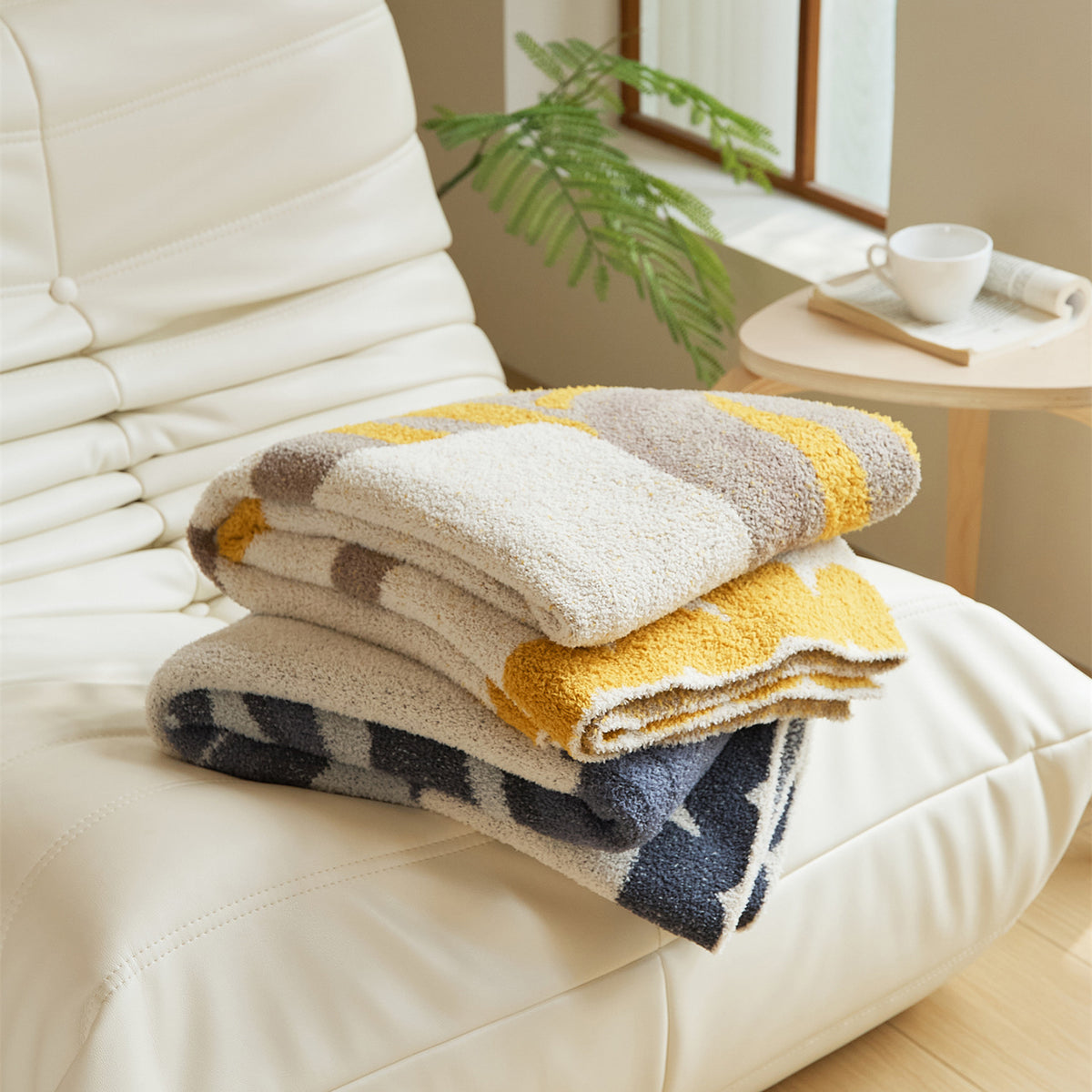 Plüsch Jacquard Sherpa Wurfdecke
