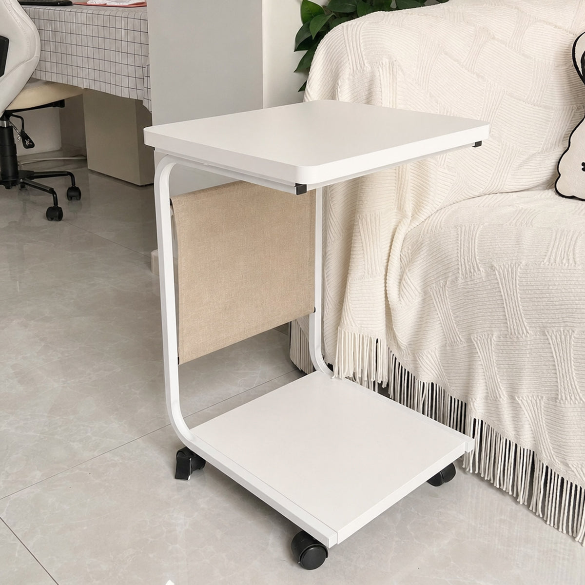 Rolling Desktop CPU Tower Stand mit Holzsockel und schwenkbaren Rollen