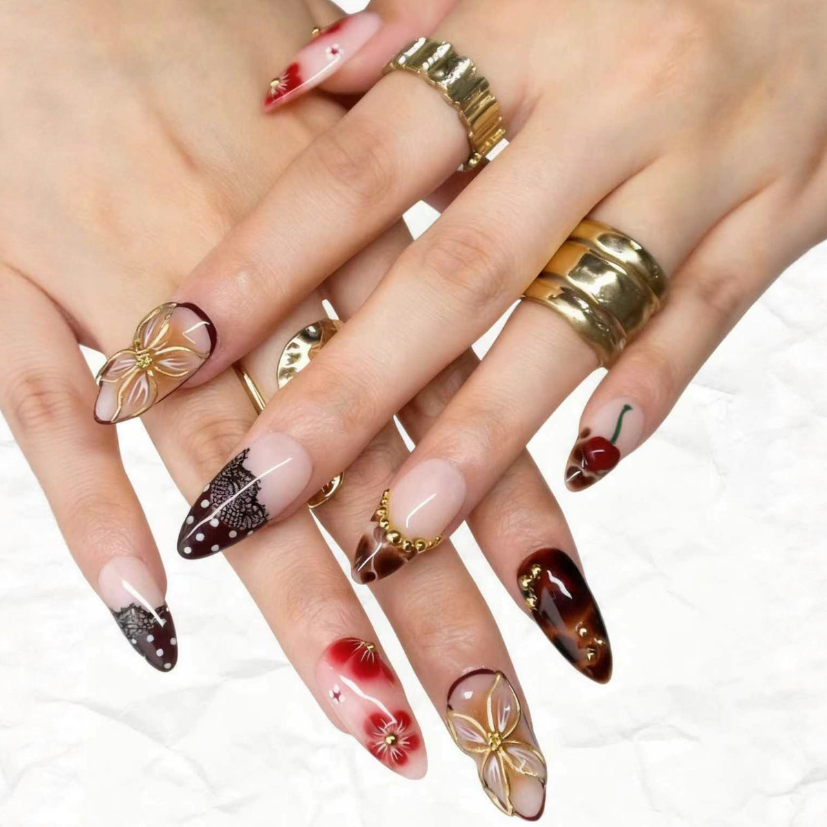 Künstlerische Kirschblüten Nail Art zum Aufkleben Brehn