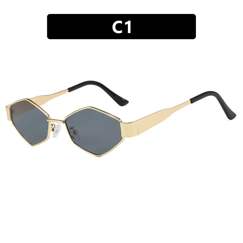 Damen geometrische Sonnenbrille mit schmalem Metallrahmen und polarisierten Gläsern Brehn
