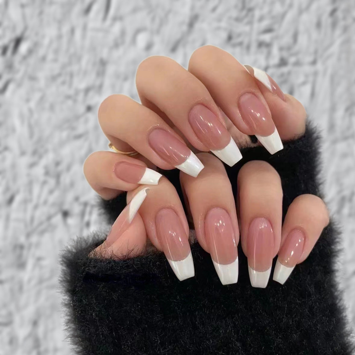 Elegante Französisch Spitze Acryl Nagel Set