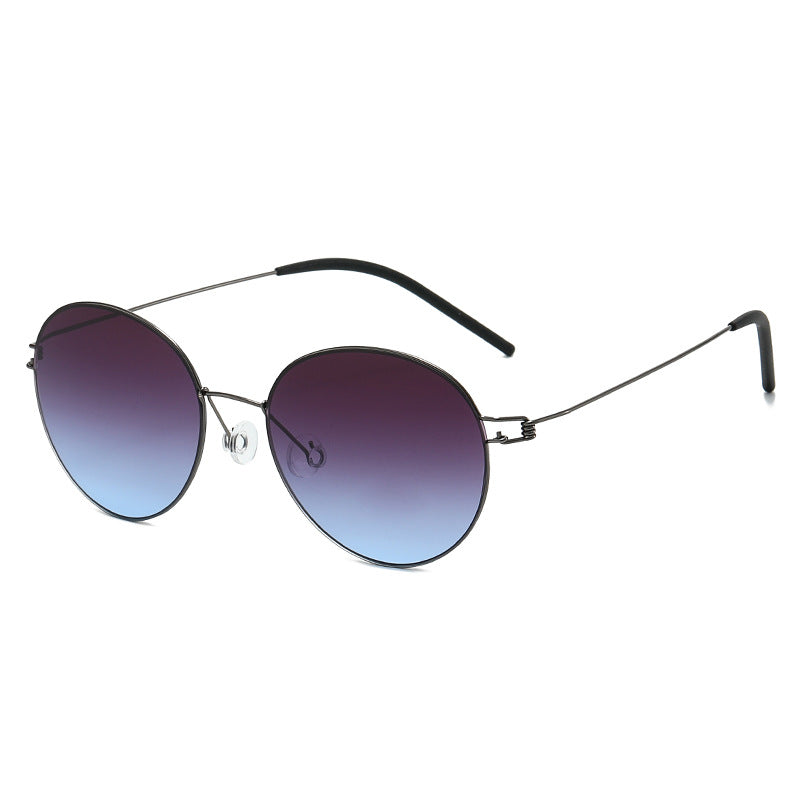 Damen runde Sonnenbrille mit leichtem Metallrahmen und gradienten Gläsern Brehn