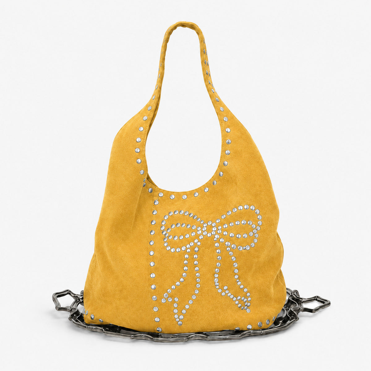 Dekorative Nieten Wildleder Hobo Tasche