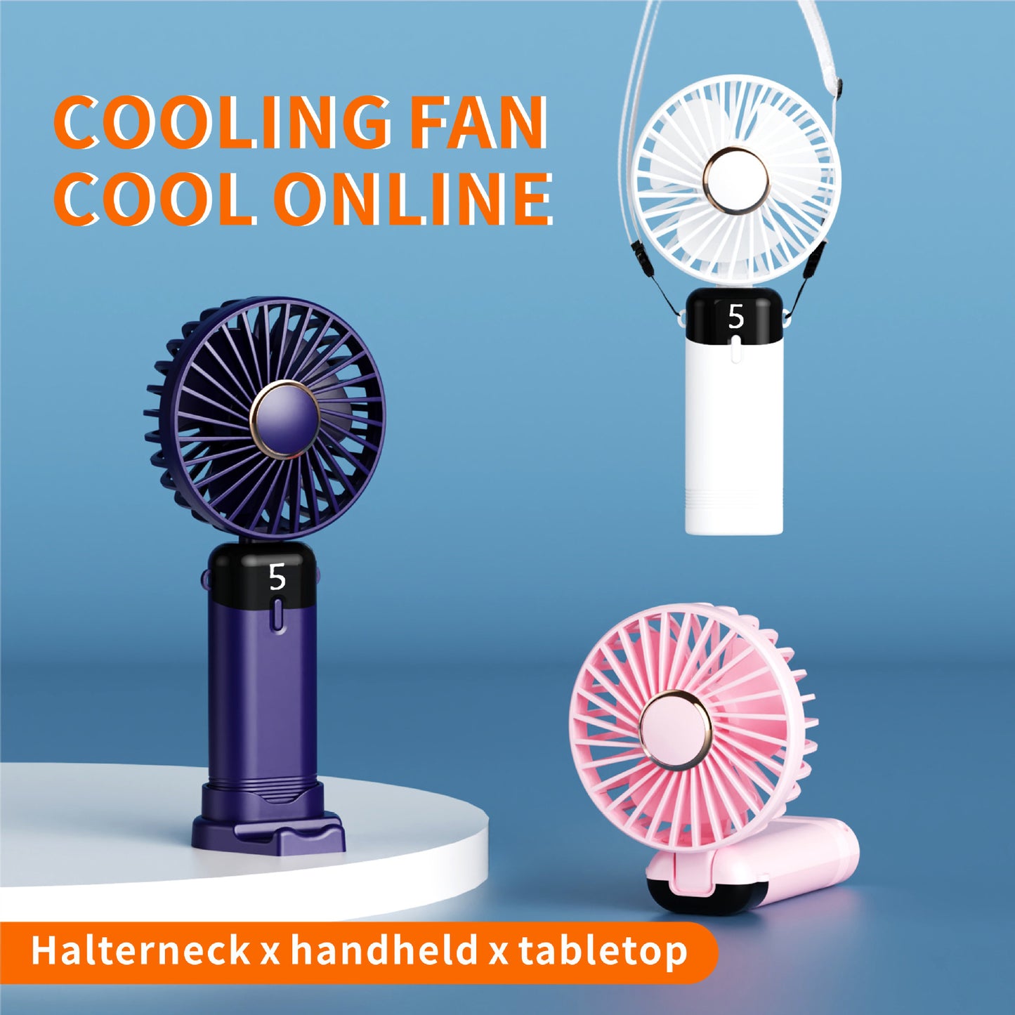 Unisex nan wiederaufladbarer tragbarer Hand- und Tischventilator mit LED-Batteriestatusanzeige Brehn