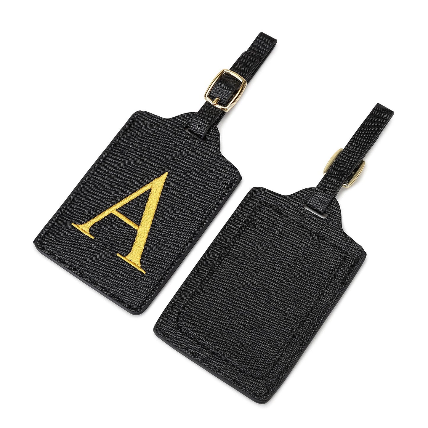 gesticktes Initialen-Monogramm-Leder-Gepäckanhänger mit verstellbarem Schnallenriemen Brehn