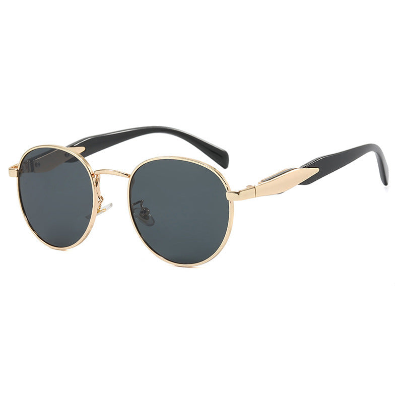 Damen runde Sonnenbrille mit elegantem, goldenen Rahmen und UV-Schutz Brehn