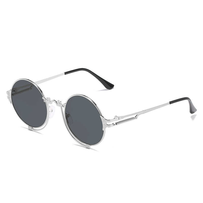 Damen stylische runde Metall-Sonnenbrille mit kunstvollem Designs Brehn