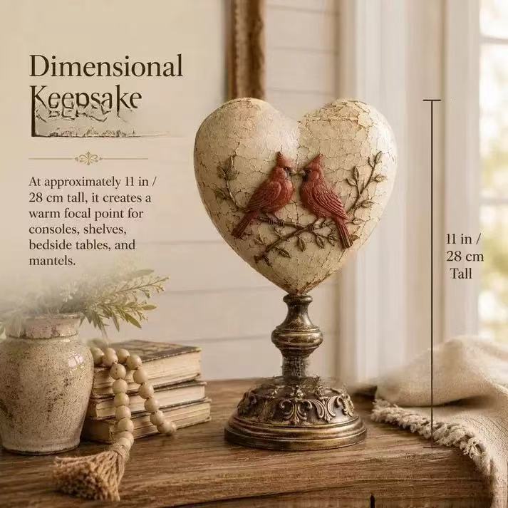 Dekorative Herzskulptur mit Vogelmotiv Brehn