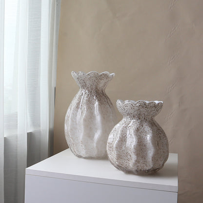 Mouth-blown gewellter Rand Texturiertes Glas Akzentvase Brehn