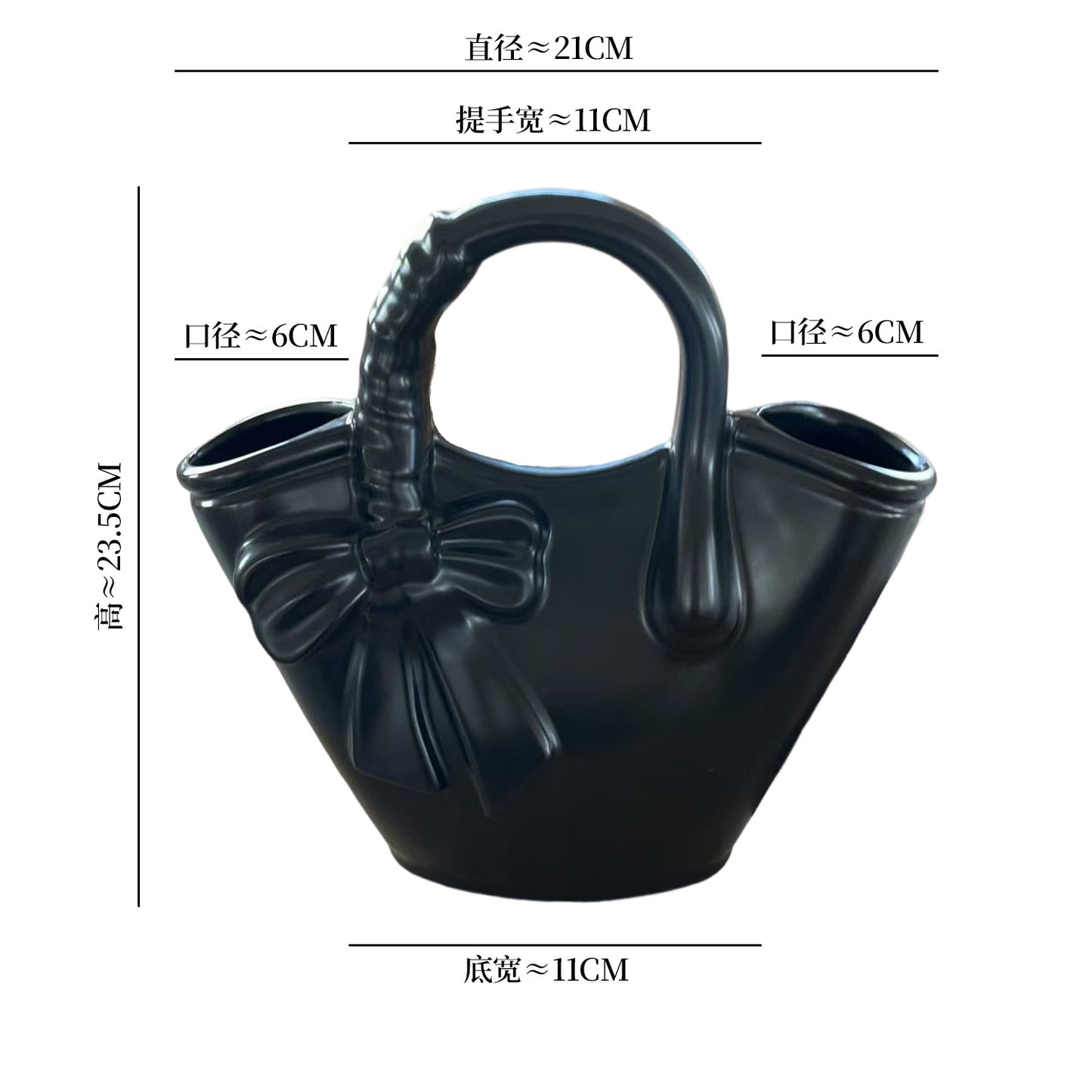 Dekorativer Bogen-Design Keramik Handtaschen Blumentopf