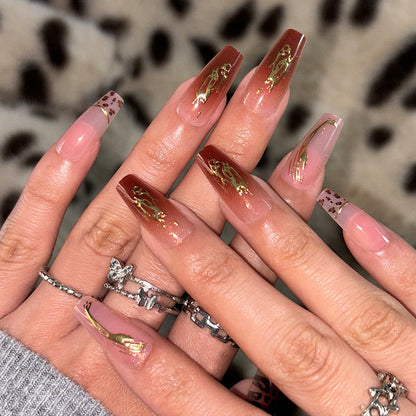 Premium Leopard Design Press-On Nails Brehn