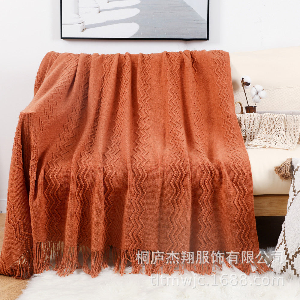 Damen Gemütliche Strickdecke mit modernem Zickzack-Muster Brehn