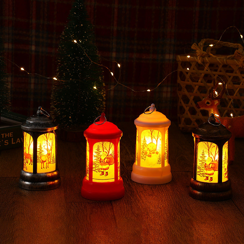 Nostalgische Weihnachtslaterne mit leuchtendem Weihnachtsmann-Motiv Brehn