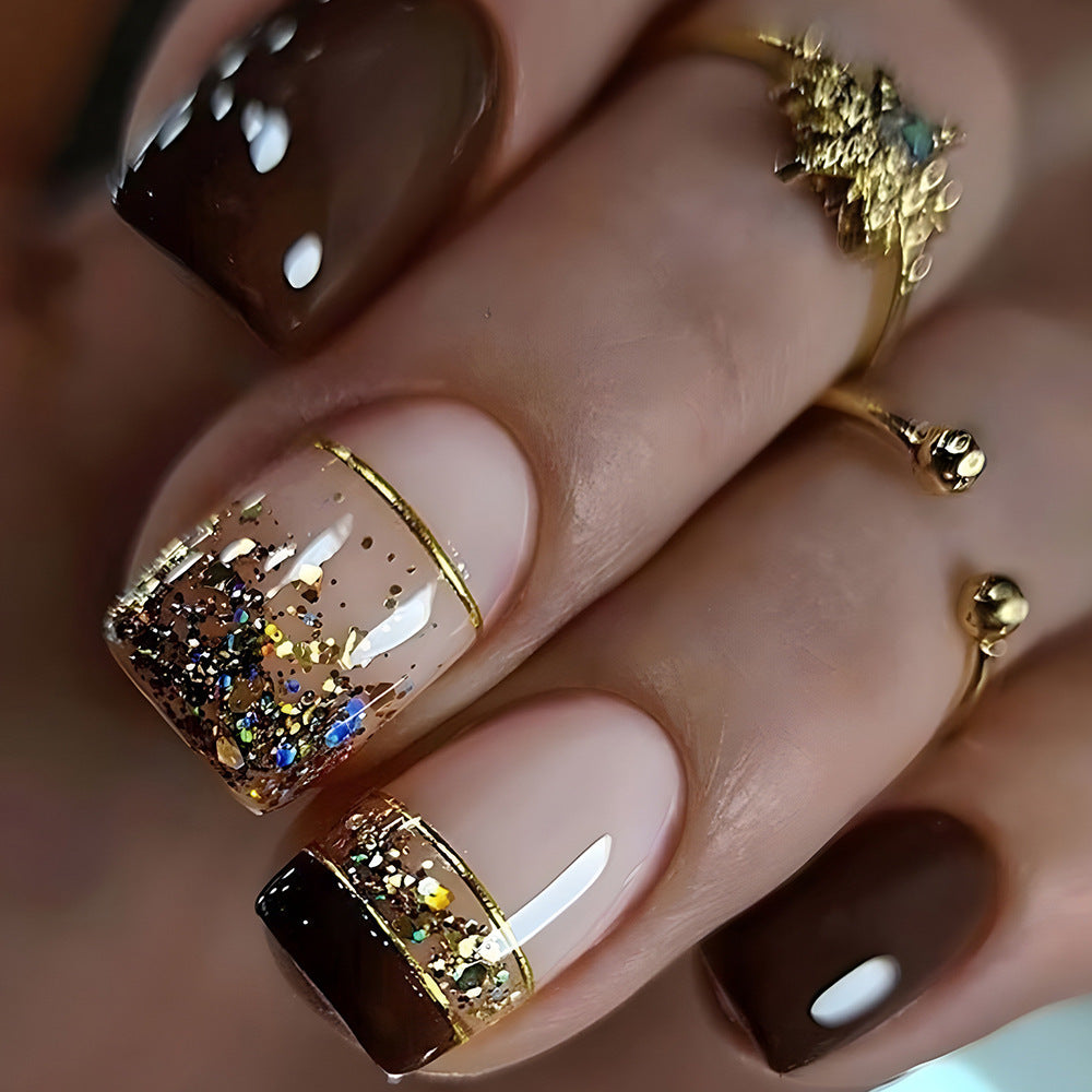 Glitzerndes French Tip Nagelkunstset Brehn